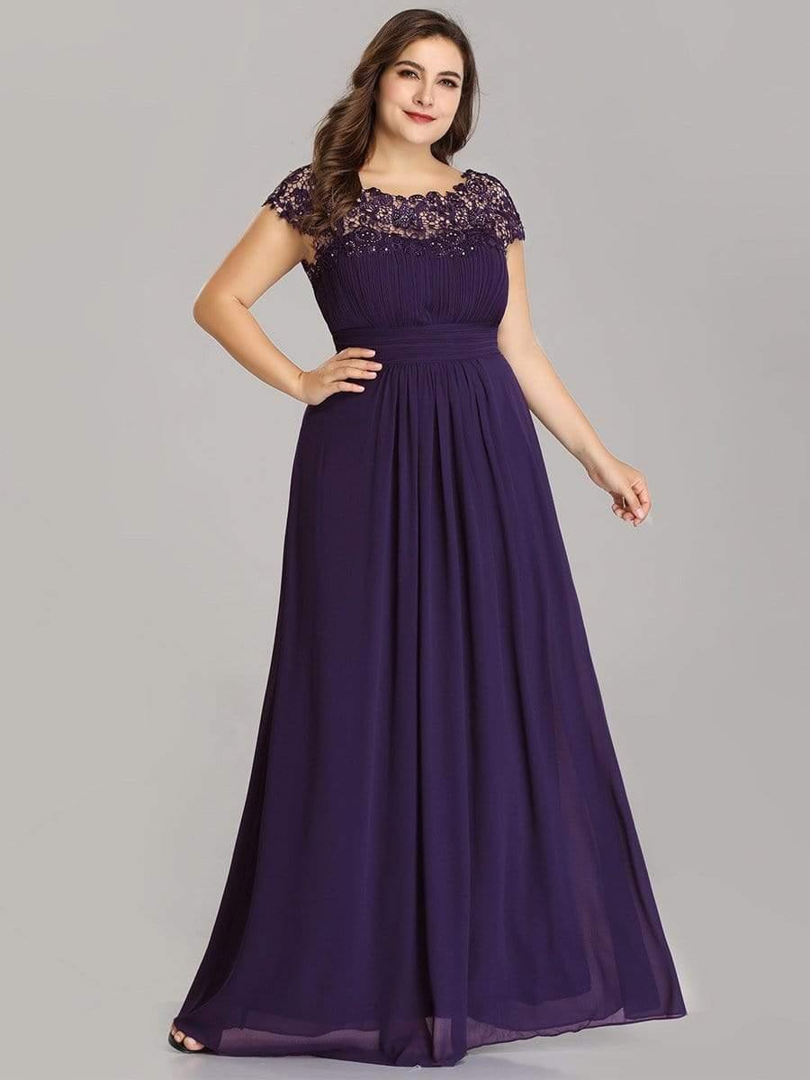 Elegant Maxi Long Lace Cap Sleeve Bridesmaid Dress(Final Sale)