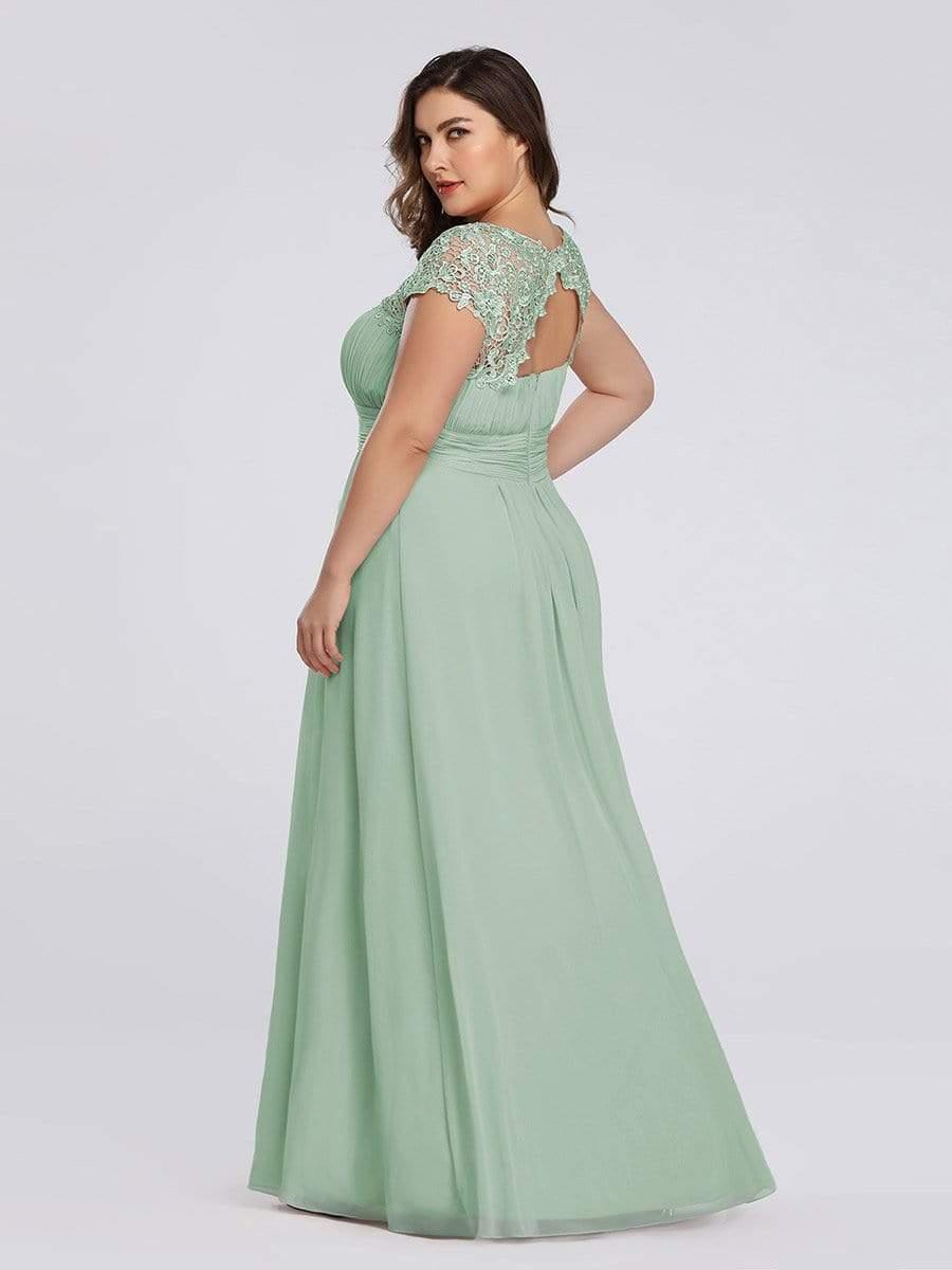 Elegant Maxi Long Lace Cap Sleeve Bridesmaid Dress(Final Sale)