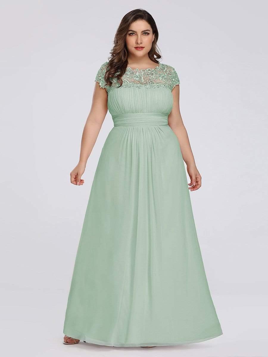 Elegant Maxi Long Lace Cap Sleeve Bridesmaid Dress(Final Sale)