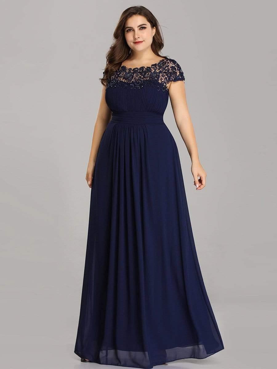 Elegant Maxi Long Lace Cap Sleeve Bridesmaid Dress(Final Sale)
