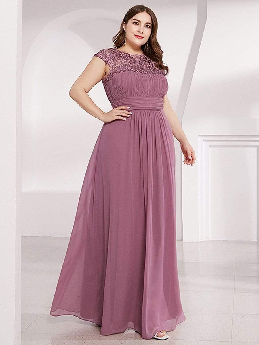 Elegant Maxi Long Lace Cap Sleeve Bridesmaid Dress(Final Sale)
