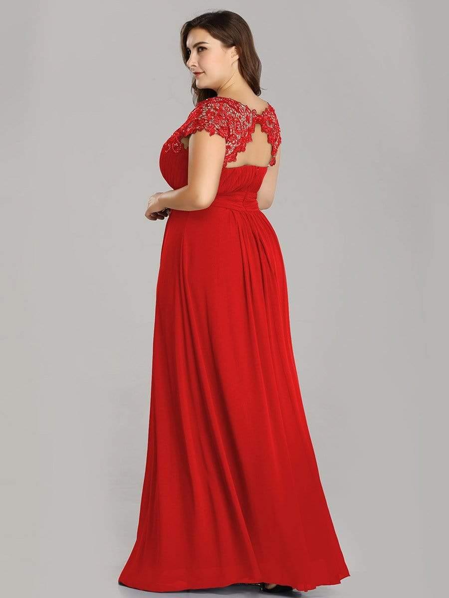 Elegant Maxi Long Lace Cap Sleeve Bridesmaid Dress(Final Sale)
