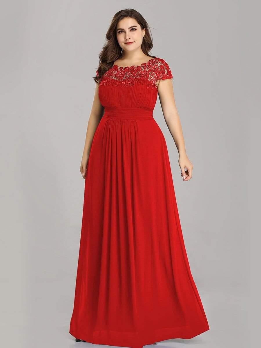 Elegant Maxi Long Lace Cap Sleeve Bridesmaid Dress(Final Sale)