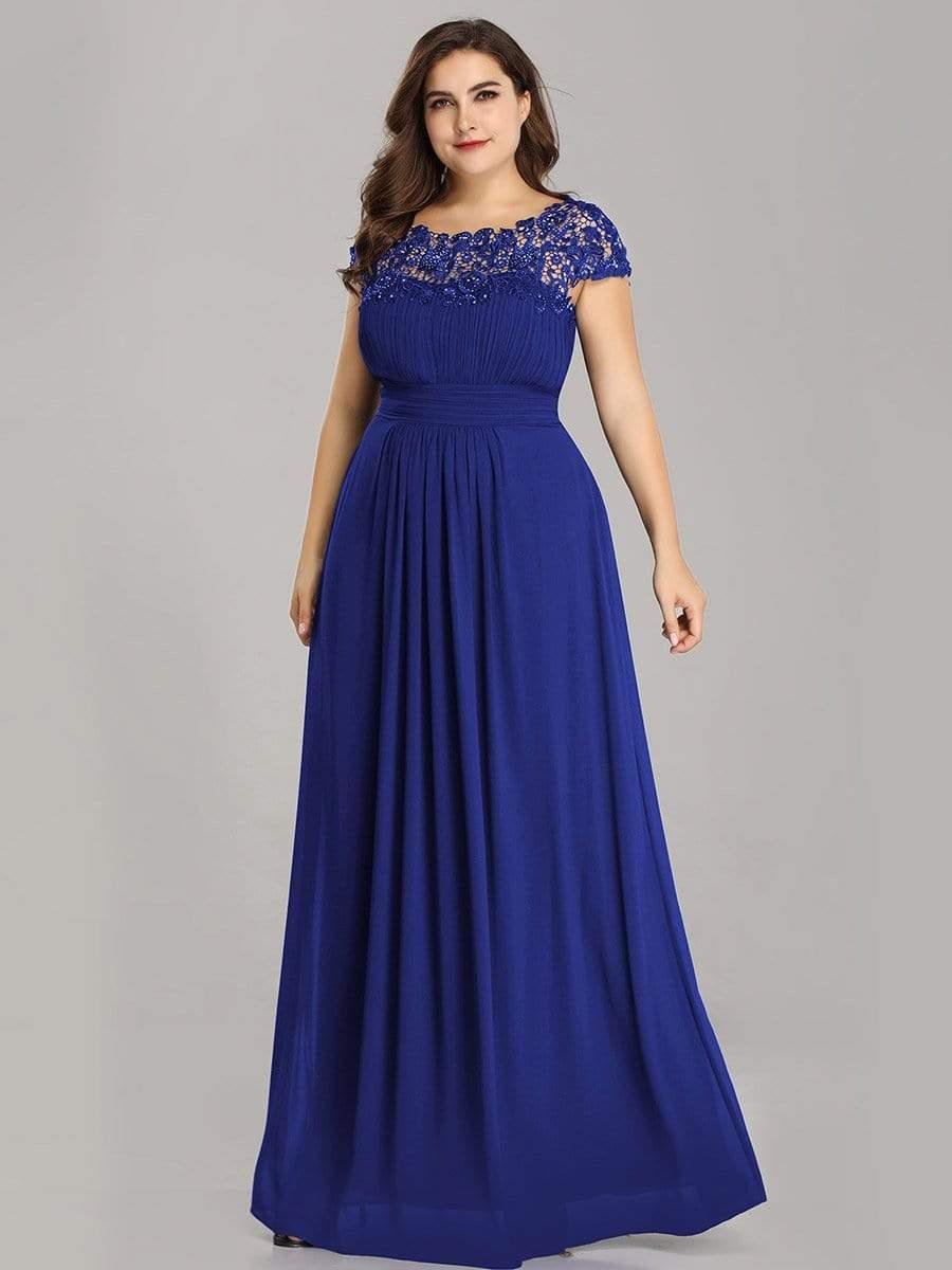 Elegant Maxi Long Lace Cap Sleeve Bridesmaid Dress(Final Sale)