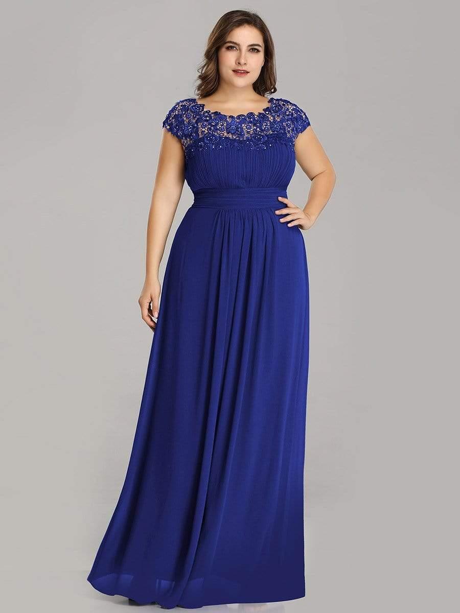 Elegant Maxi Long Lace Cap Sleeve Bridesmaid Dress(Final Sale)