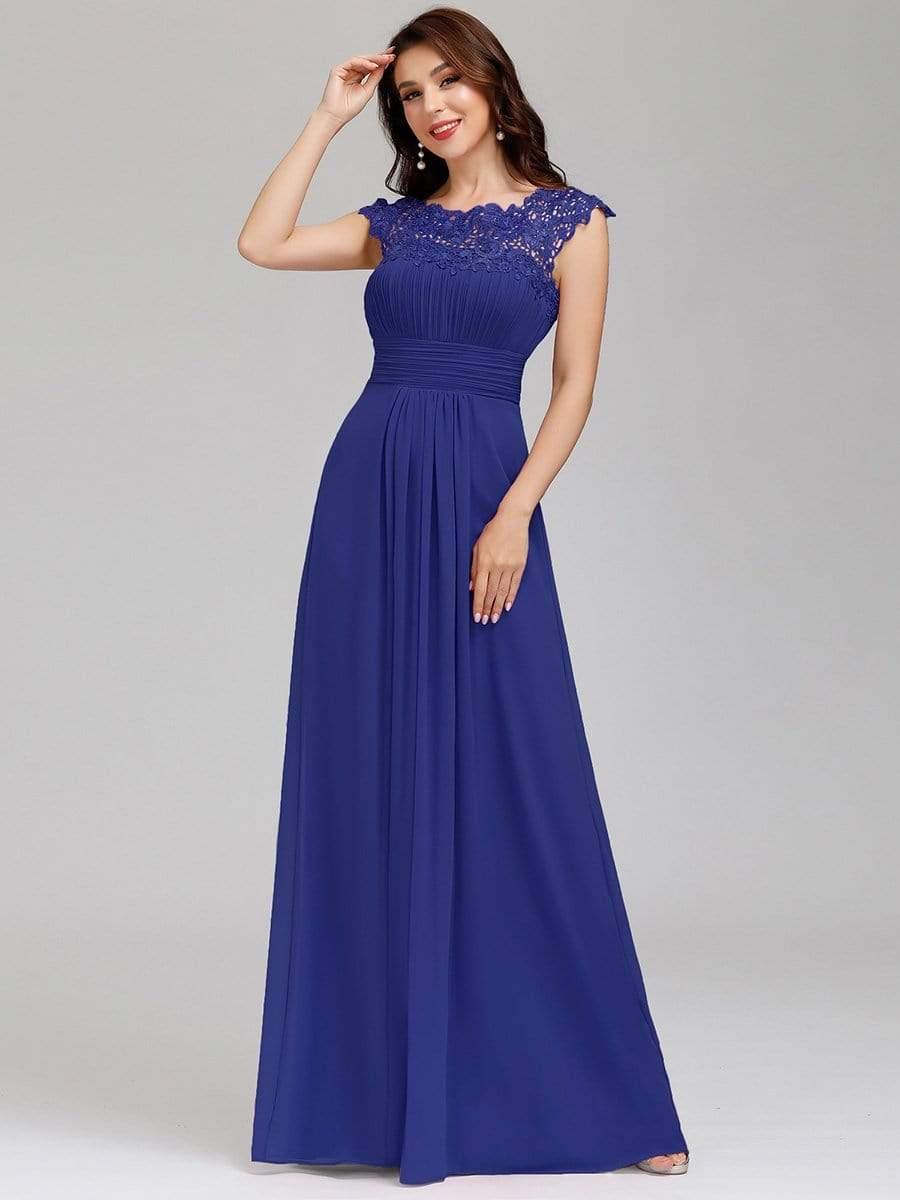 Elegant Maxi Long Lace Cap Sleeve Bridesmaid Dress(Final Sale)