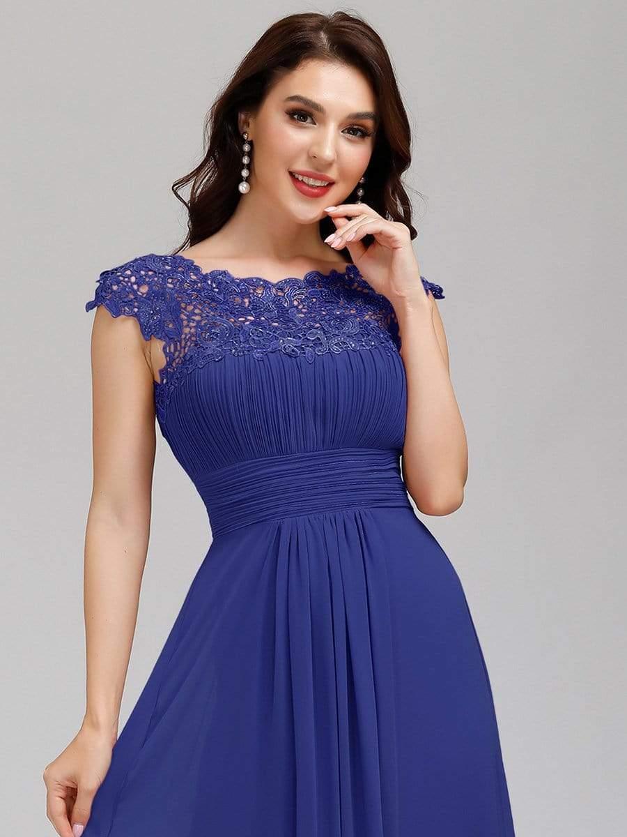 Elegant Maxi Long Lace Cap Sleeve Bridesmaid Dress(Final Sale)