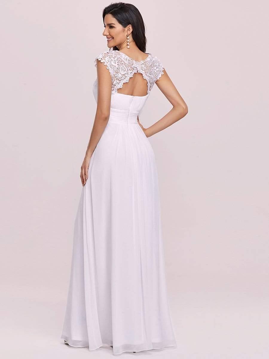 Elegant Maxi Long Lace Cap Sleeve Bridesmaid Dress(Final Sale)