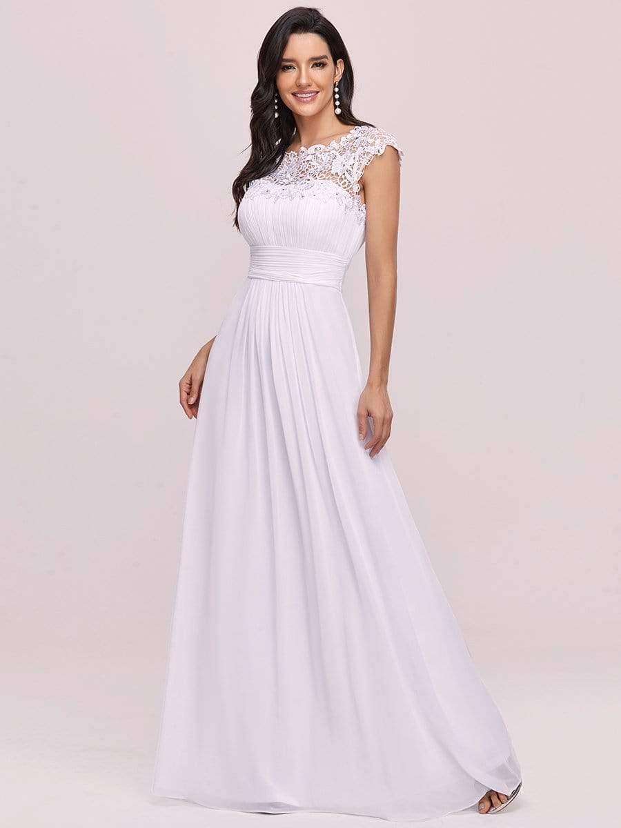 Elegant Maxi Long Lace Cap Sleeve Bridesmaid Dress(Final Sale)