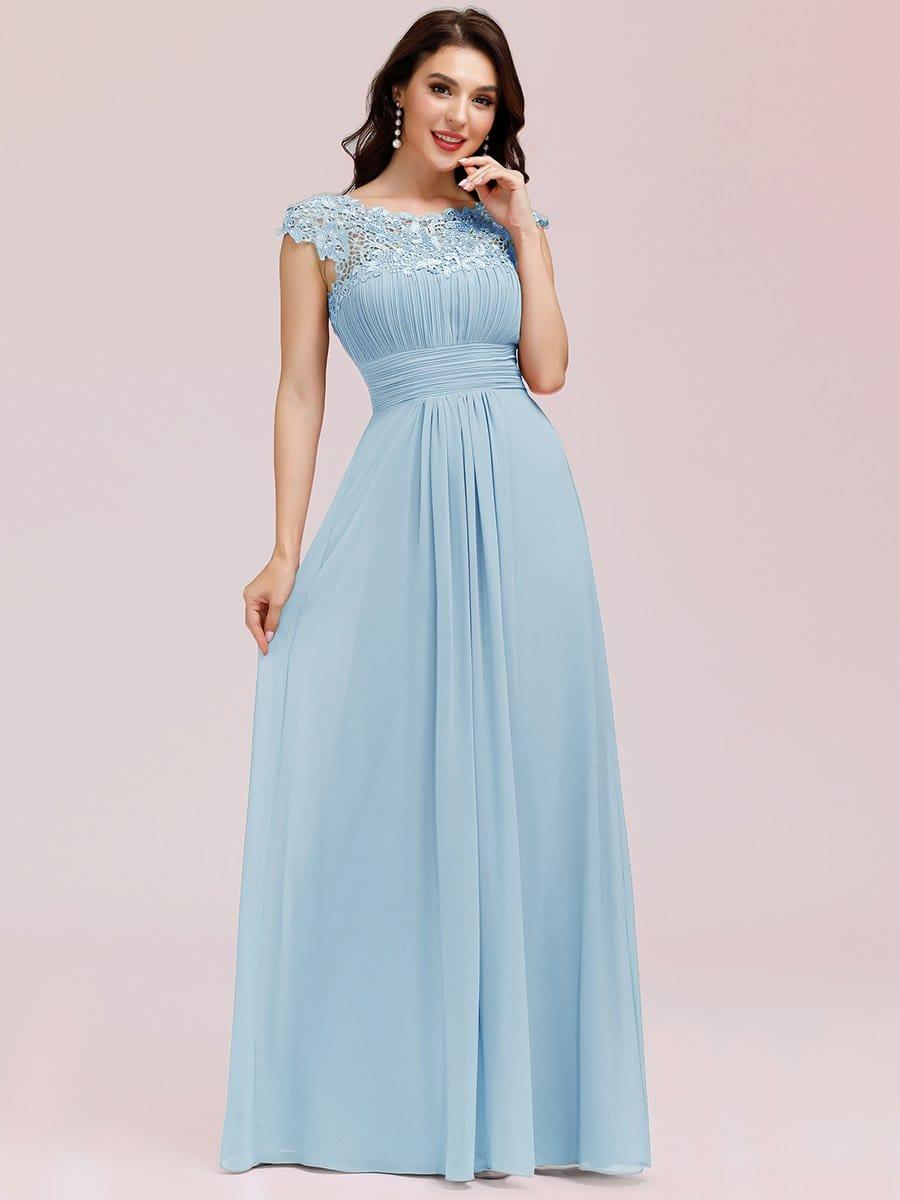 Elegant Maxi Long Lace Cap Sleeve Bridesmaid Dress(Final Sale)