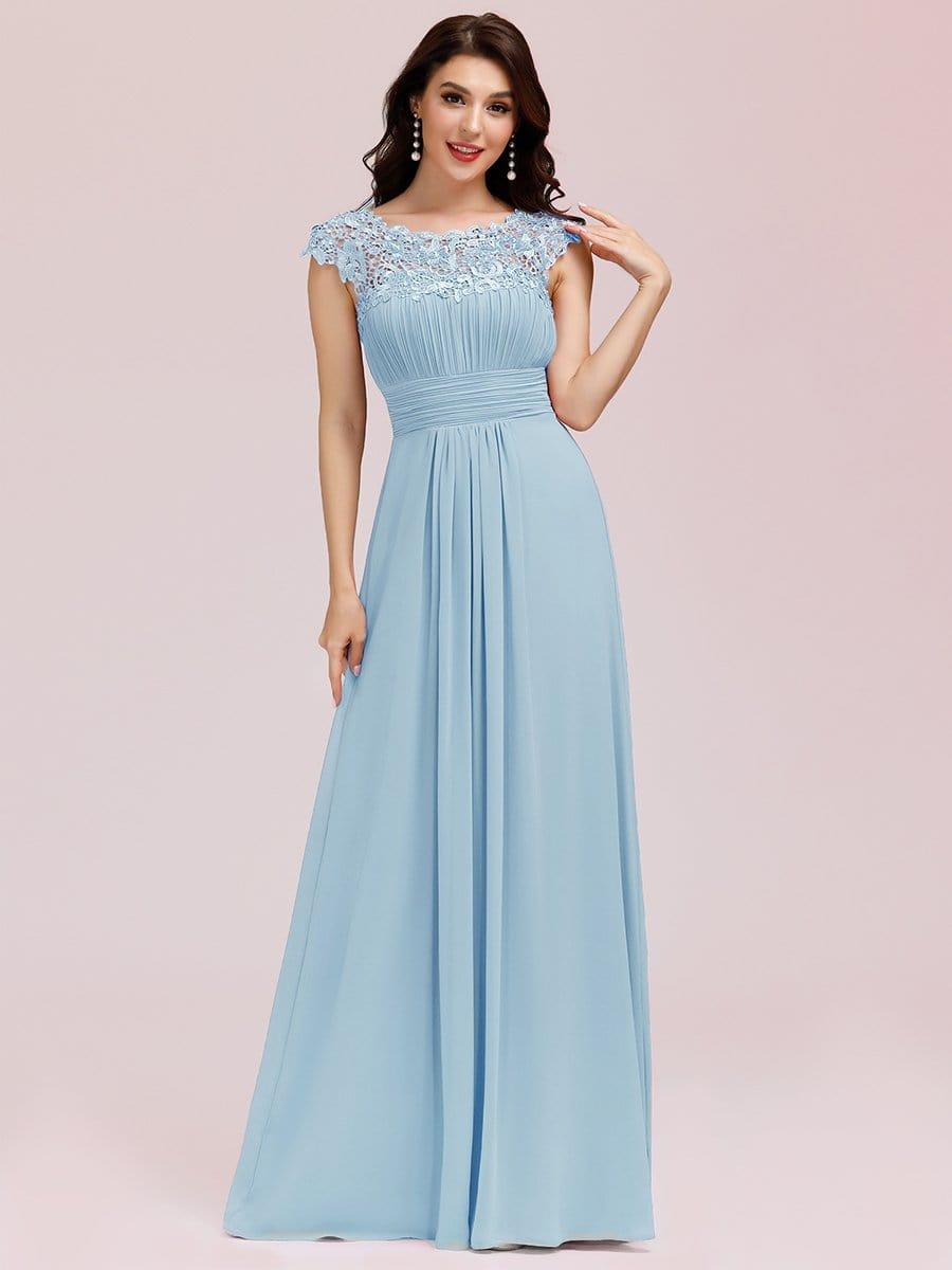 Elegant Maxi Long Lace Cap Sleeve Bridesmaid Dress(Final Sale)