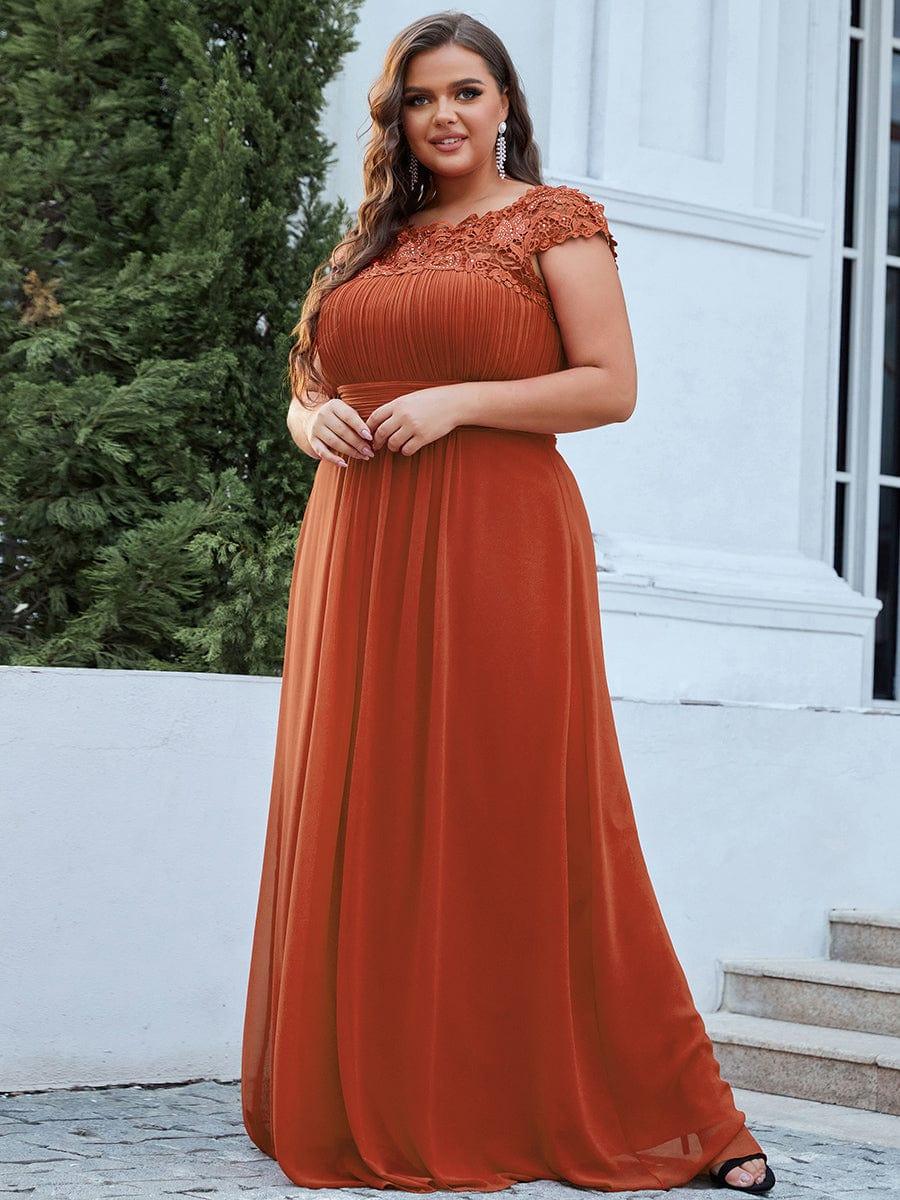 Elegant Maxi Long Lace Cap Sleeve Bridesmaid Dress(Final Sale)