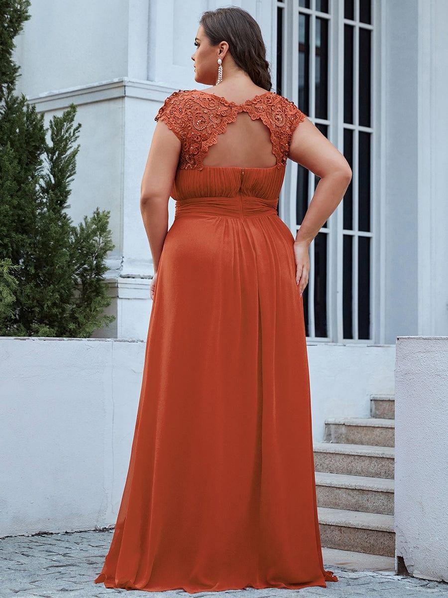 Elegant Maxi Long Lace Cap Sleeve Bridesmaid Dress(Final Sale)