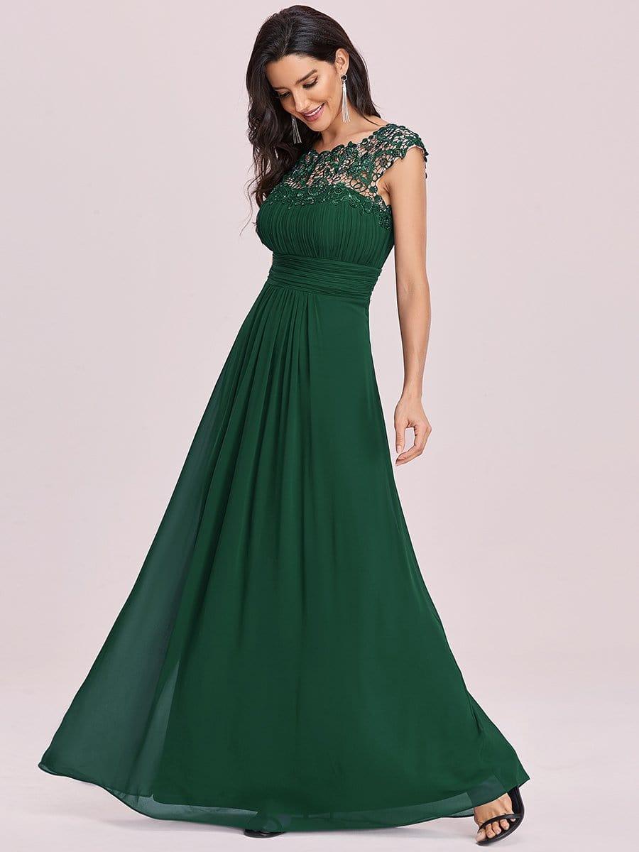 Elegant Maxi Long Lace Cap Sleeve Bridesmaid Dress(Final Sale)