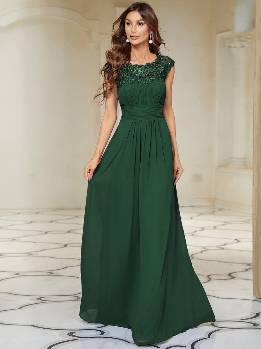 Elegant Maxi Long Lace Cap Sleeve Bridesmaid Dress(Final Sale)