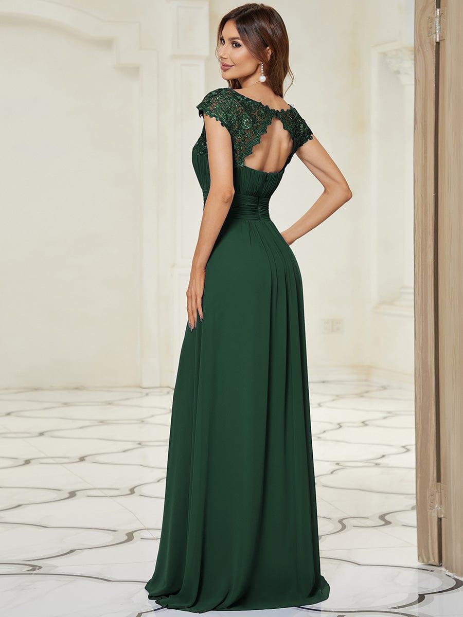 Elegant Maxi Long Lace Cap Sleeve Bridesmaid Dress(Final Sale)