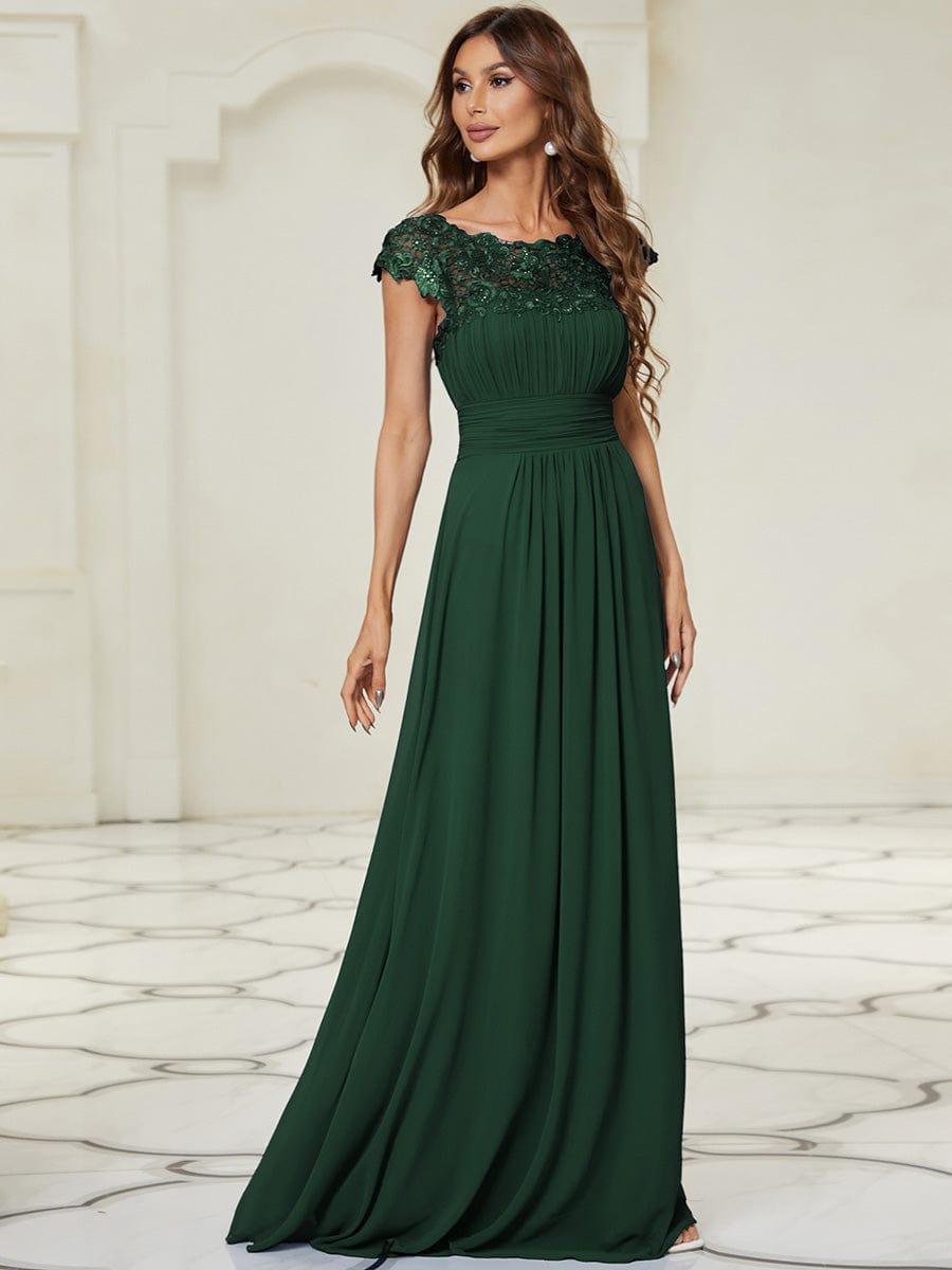 Elegant Maxi Long Lace Cap Sleeve Bridesmaid Dress(Final Sale)