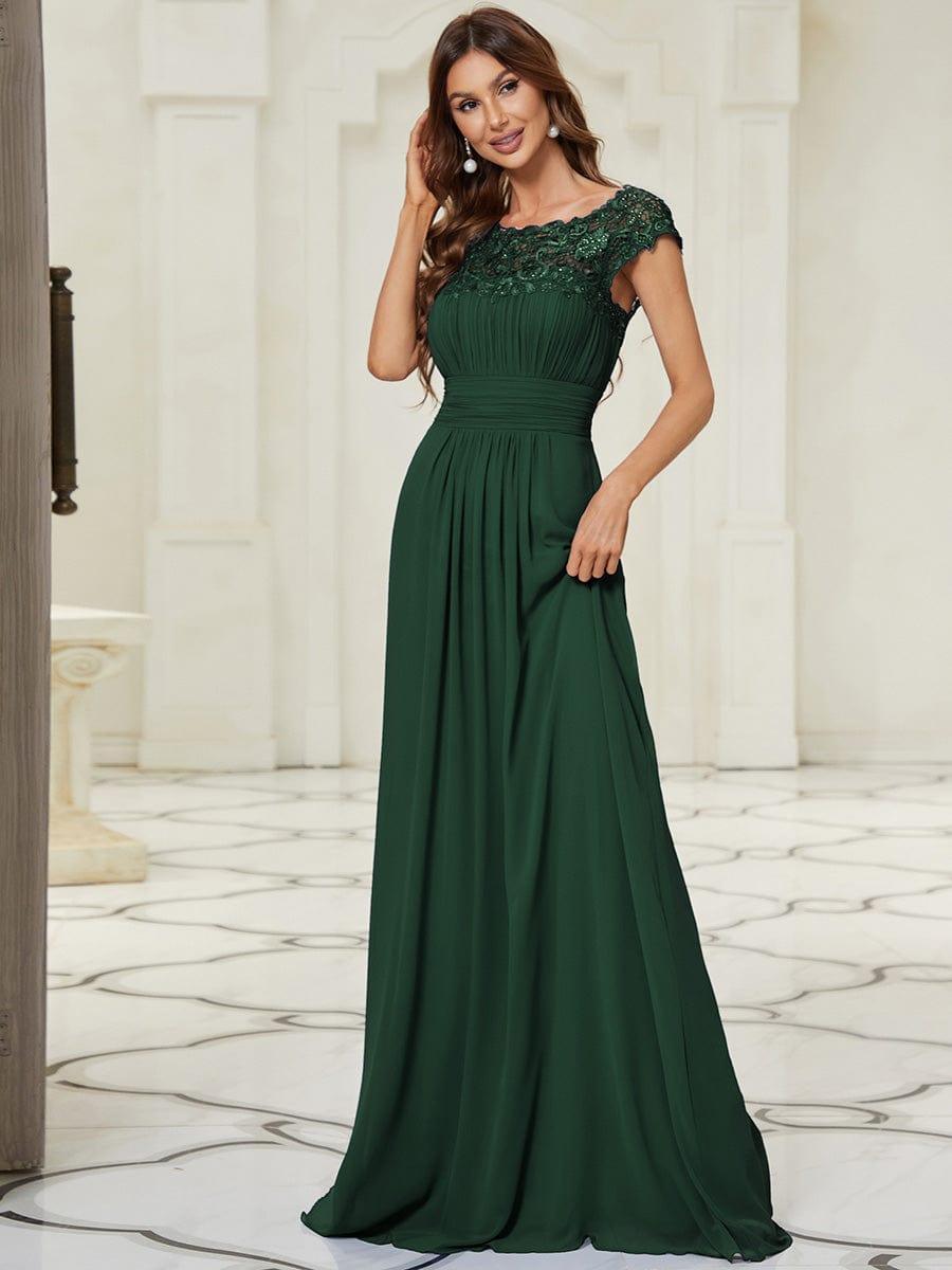 Elegant Maxi Long Lace Cap Sleeve Bridesmaid Dress(Final Sale)