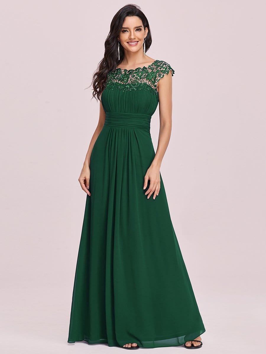 Elegant Maxi Long Lace Cap Sleeve Bridesmaid Dress(Final Sale)