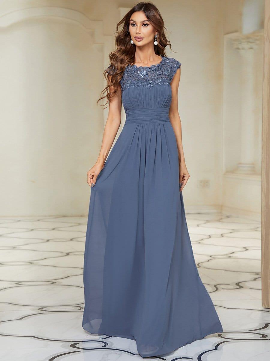 Elegant Maxi Long Lace Cap Sleeve Bridesmaid Dress(Final Sale)