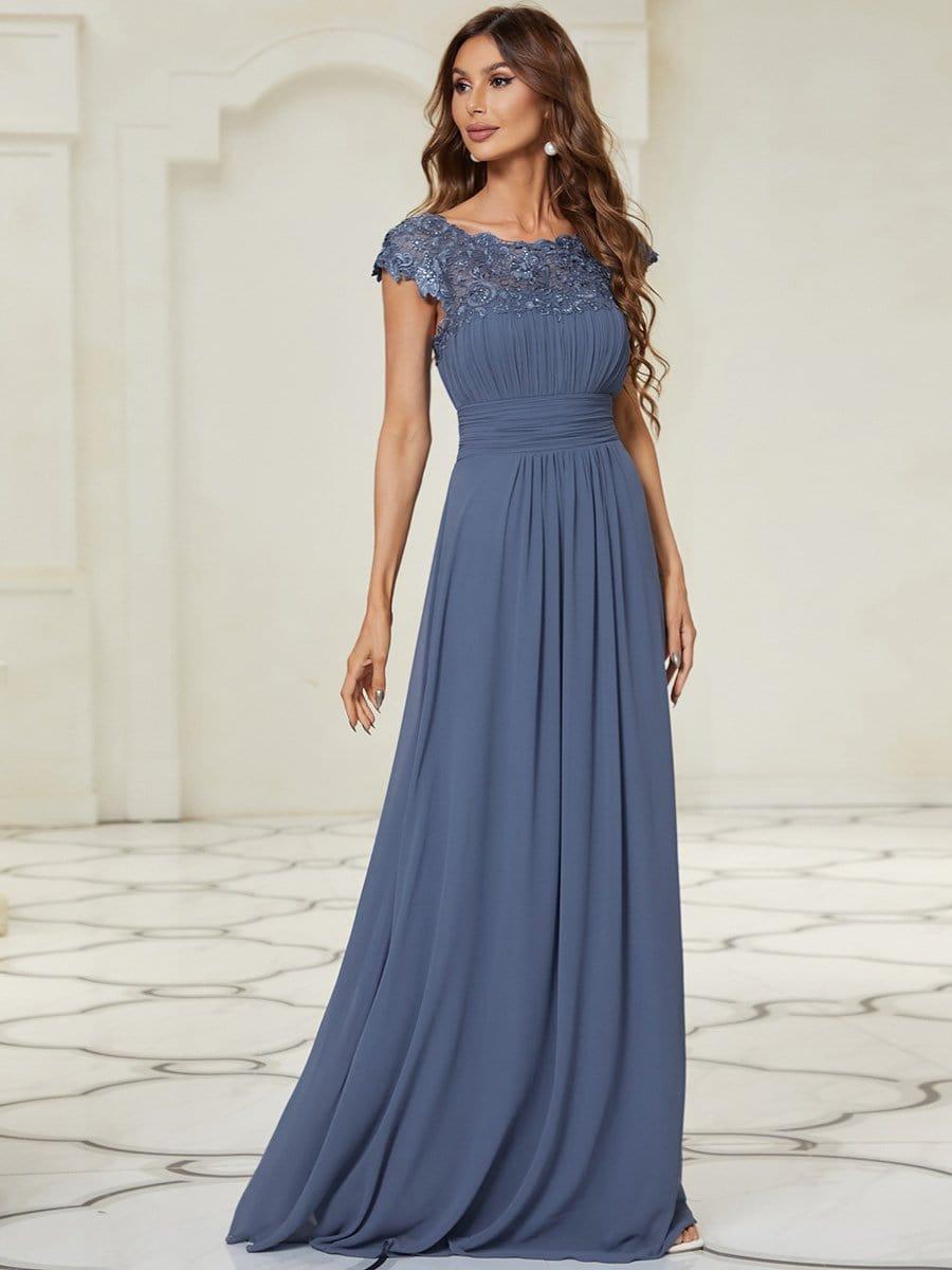 Elegant Maxi Long Lace Cap Sleeve Bridesmaid Dress(Final Sale)
