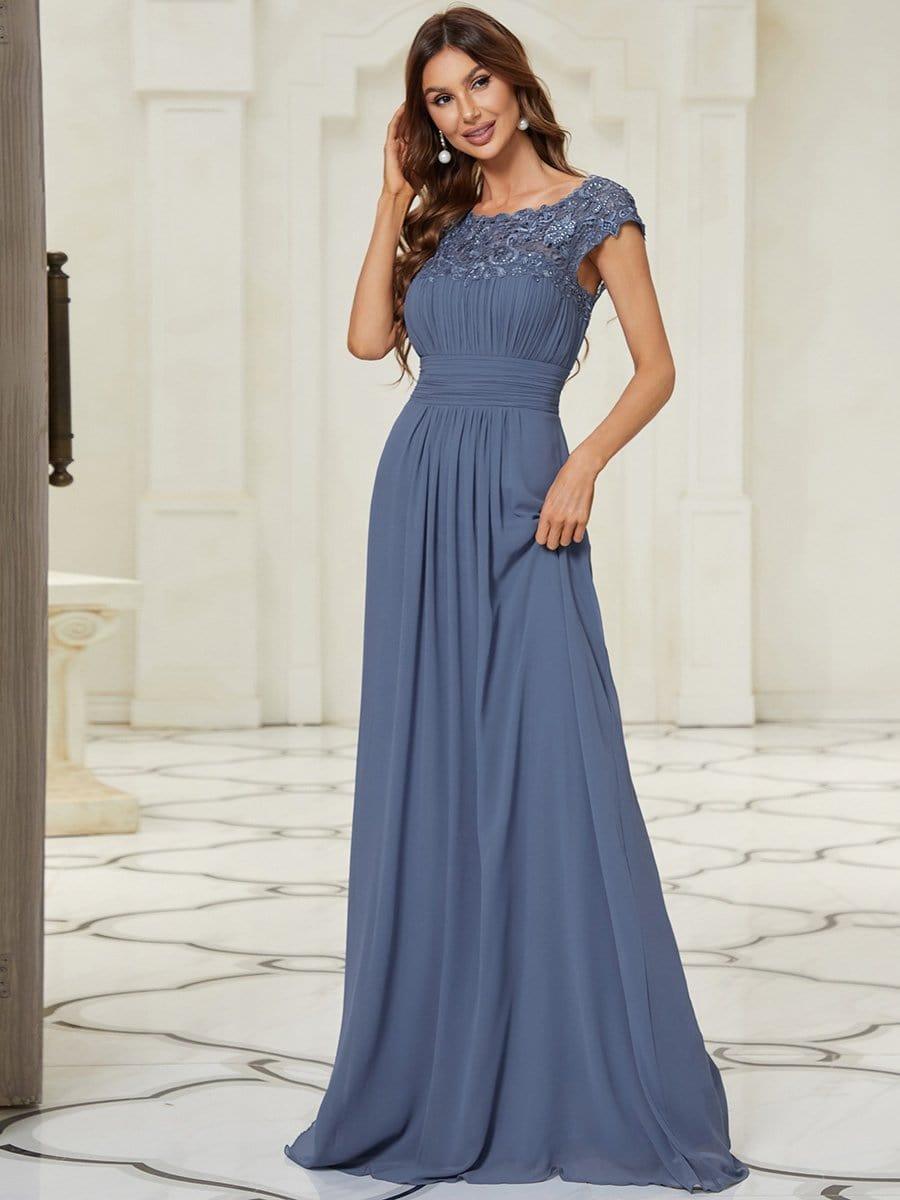 Elegant Maxi Long Lace Cap Sleeve Bridesmaid Dress(Final Sale)