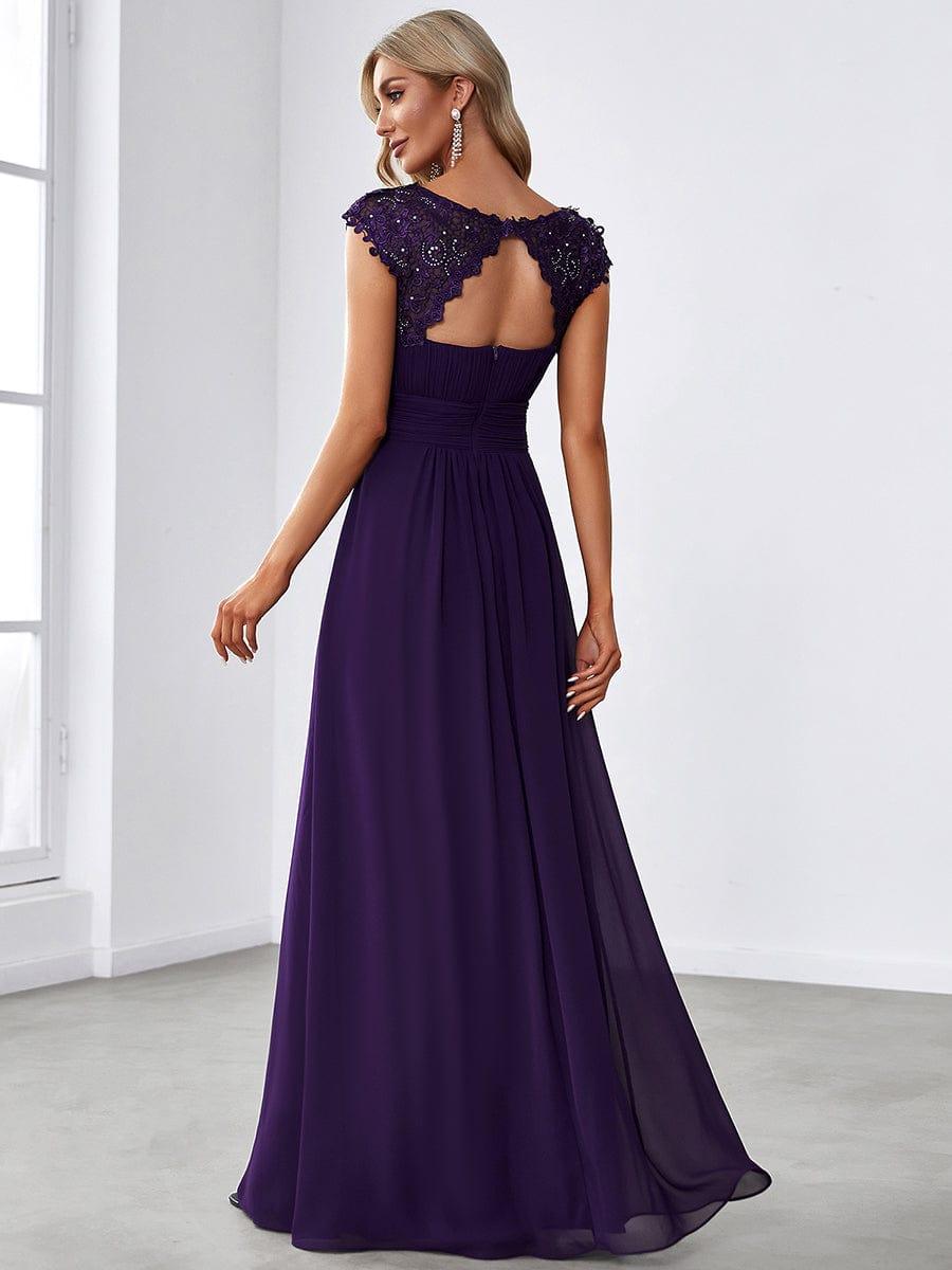 Elegant Maxi Long Lace Cap Sleeve Bridesmaid Dress(Final Sale)