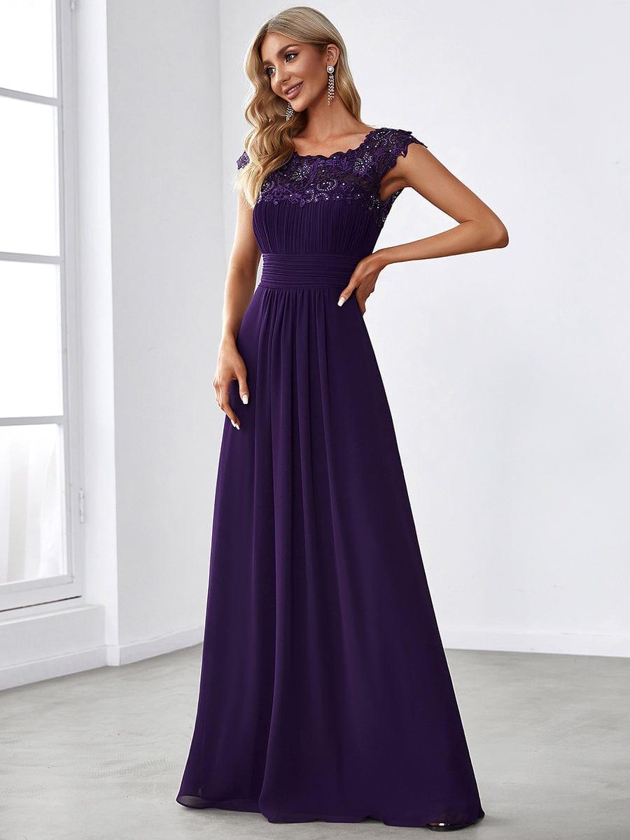 Elegant Maxi Long Lace Cap Sleeve Bridesmaid Dress(Final Sale)