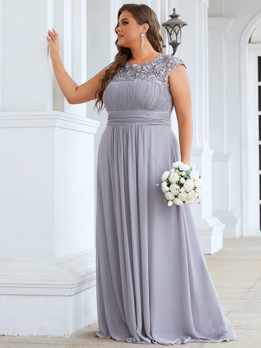 Elegant Maxi Long Lace Cap Sleeve Bridesmaid Dress(Final Sale)
