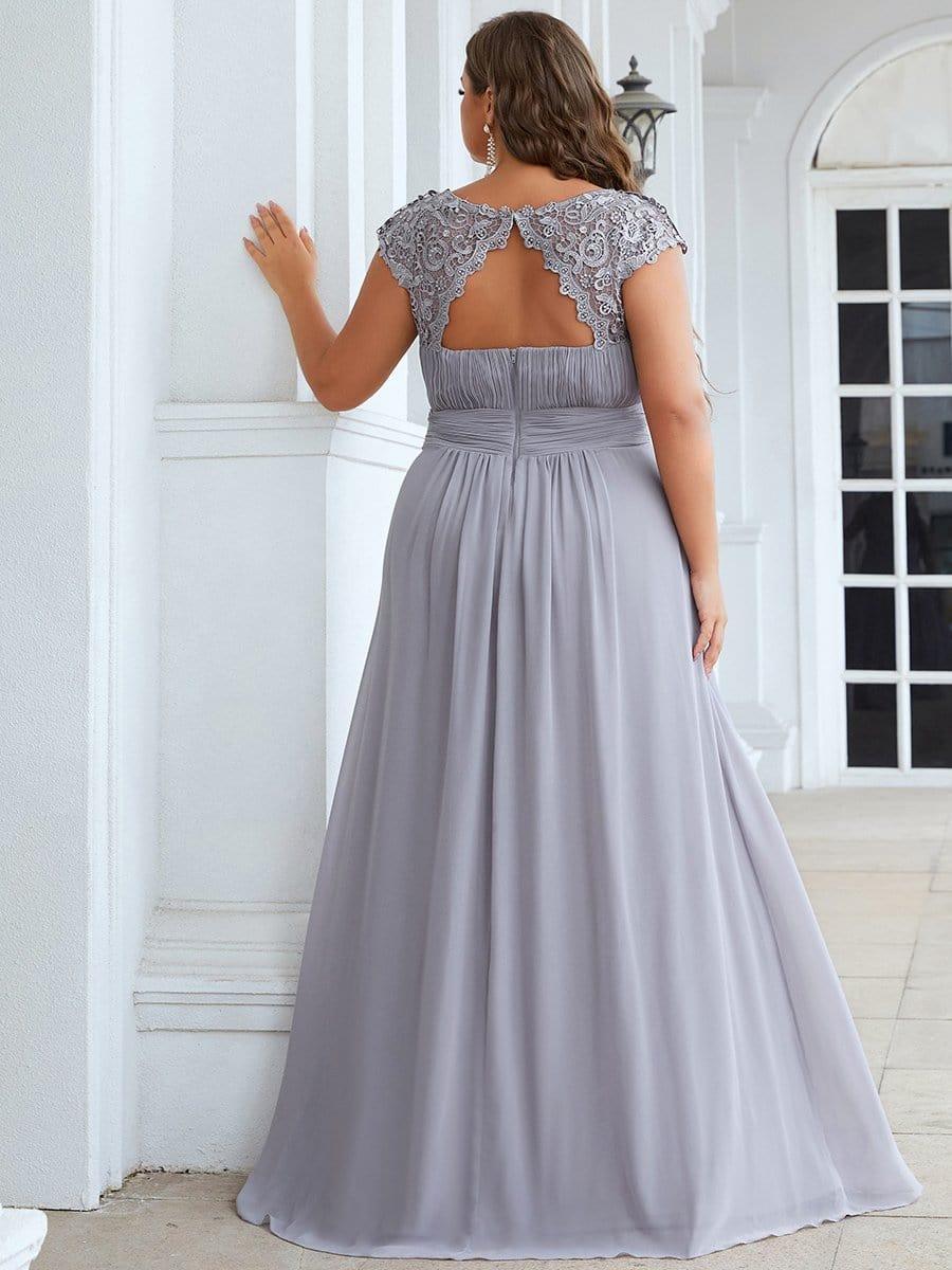 Elegant Maxi Long Lace Cap Sleeve Bridesmaid Dress(Final Sale)