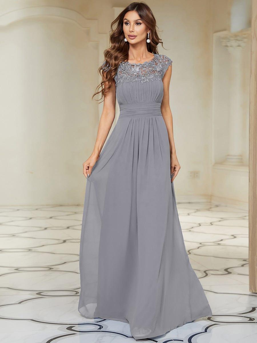 Elegant Maxi Long Lace Cap Sleeve Bridesmaid Dress(Final Sale)