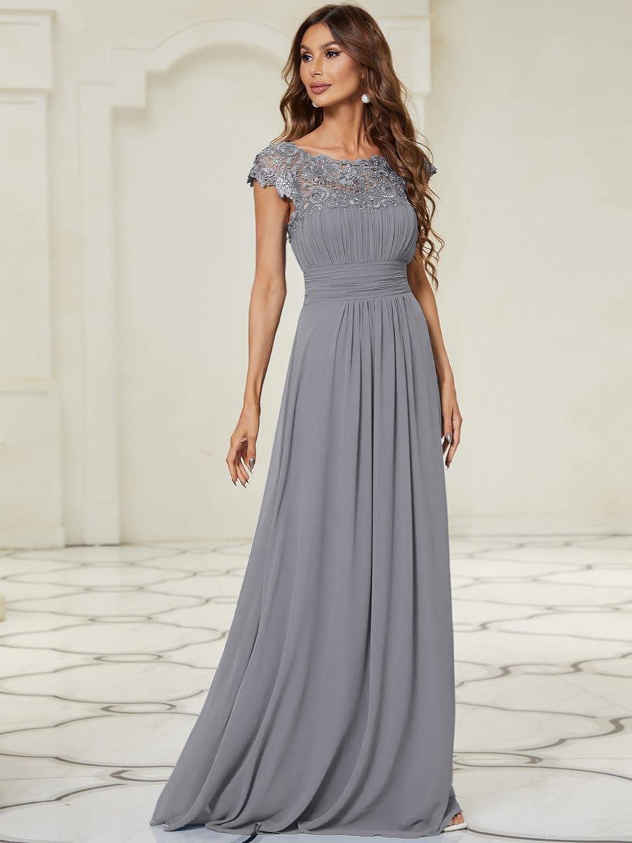 Elegant Maxi Long Lace Cap Sleeve Bridesmaid Dress(Final Sale)