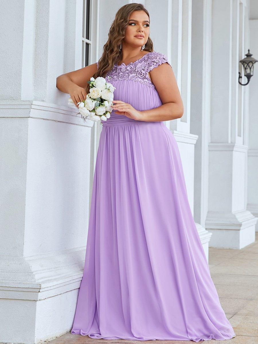 Elegant Maxi Long Lace Cap Sleeve Bridesmaid Dress(Final Sale)