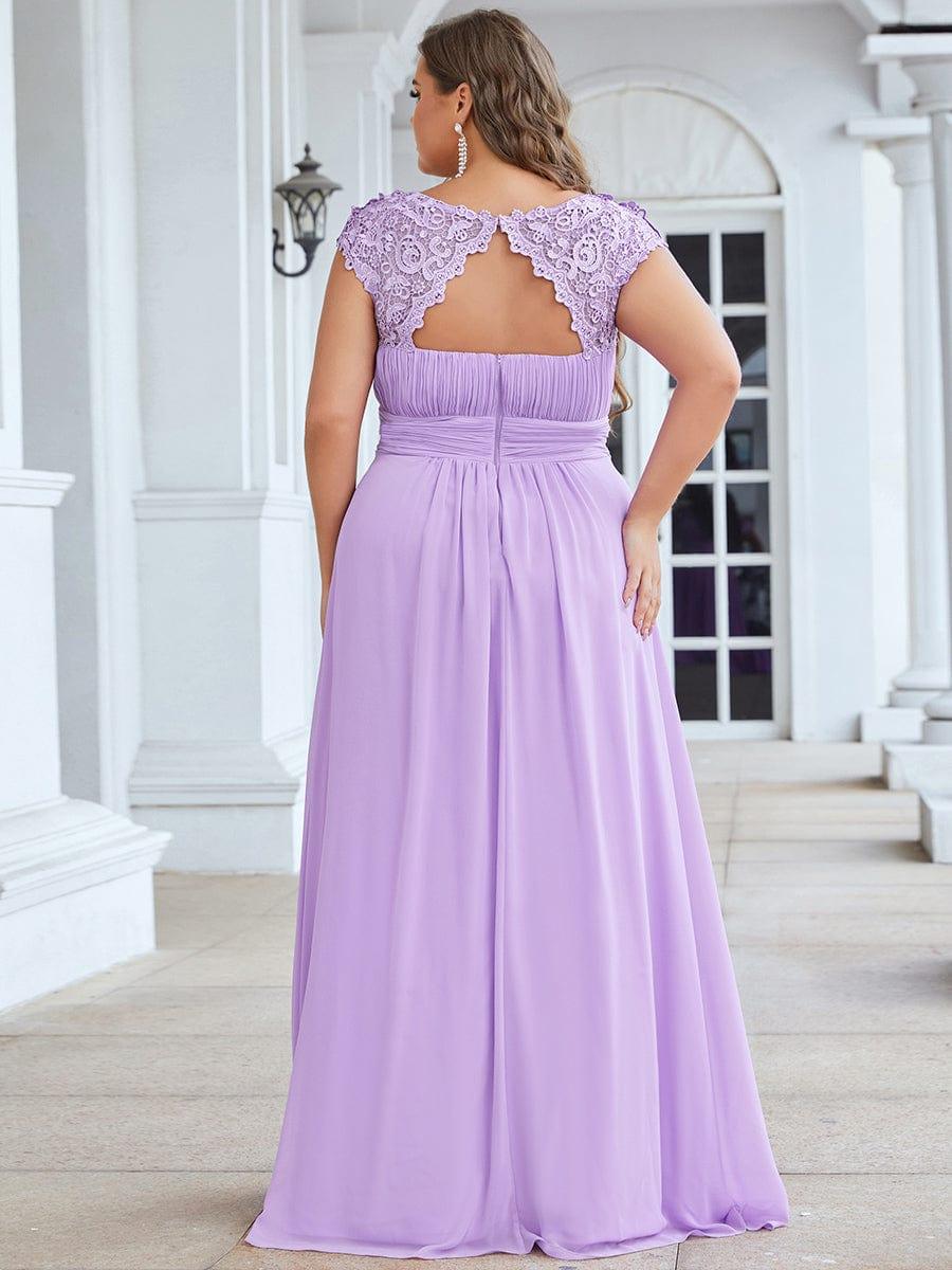 Elegant Maxi Long Lace Cap Sleeve Bridesmaid Dress(Final Sale)