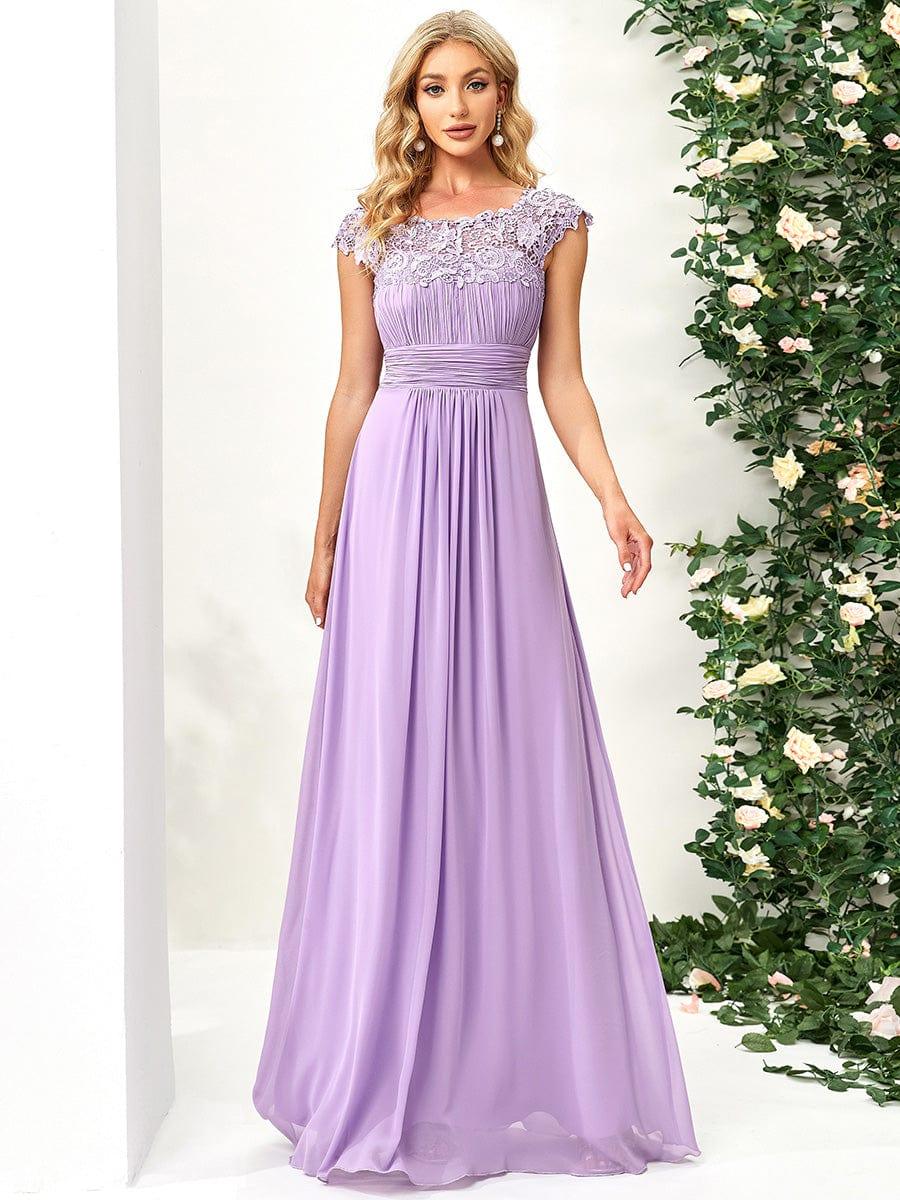 Elegant Maxi Long Lace Cap Sleeve Bridesmaid Dress(Final Sale)