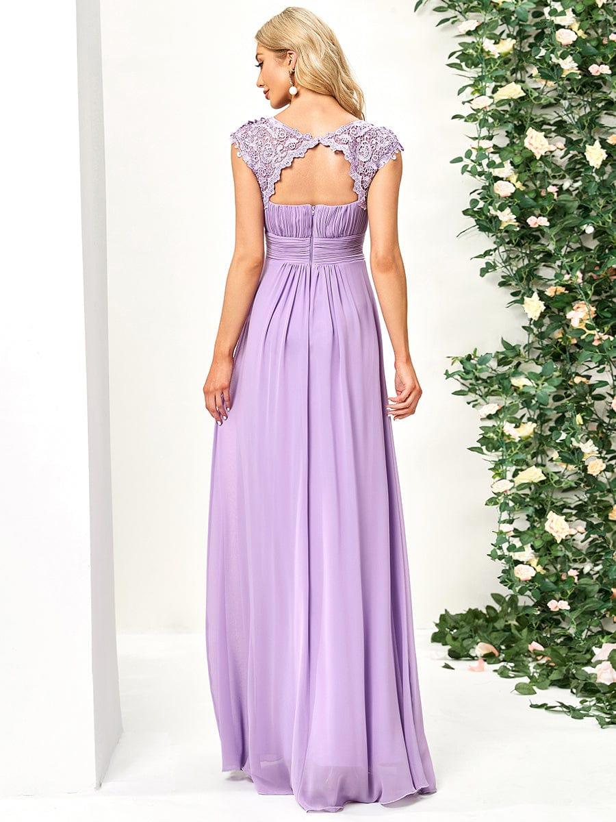 Elegant Maxi Long Lace Cap Sleeve Bridesmaid Dress(Final Sale)