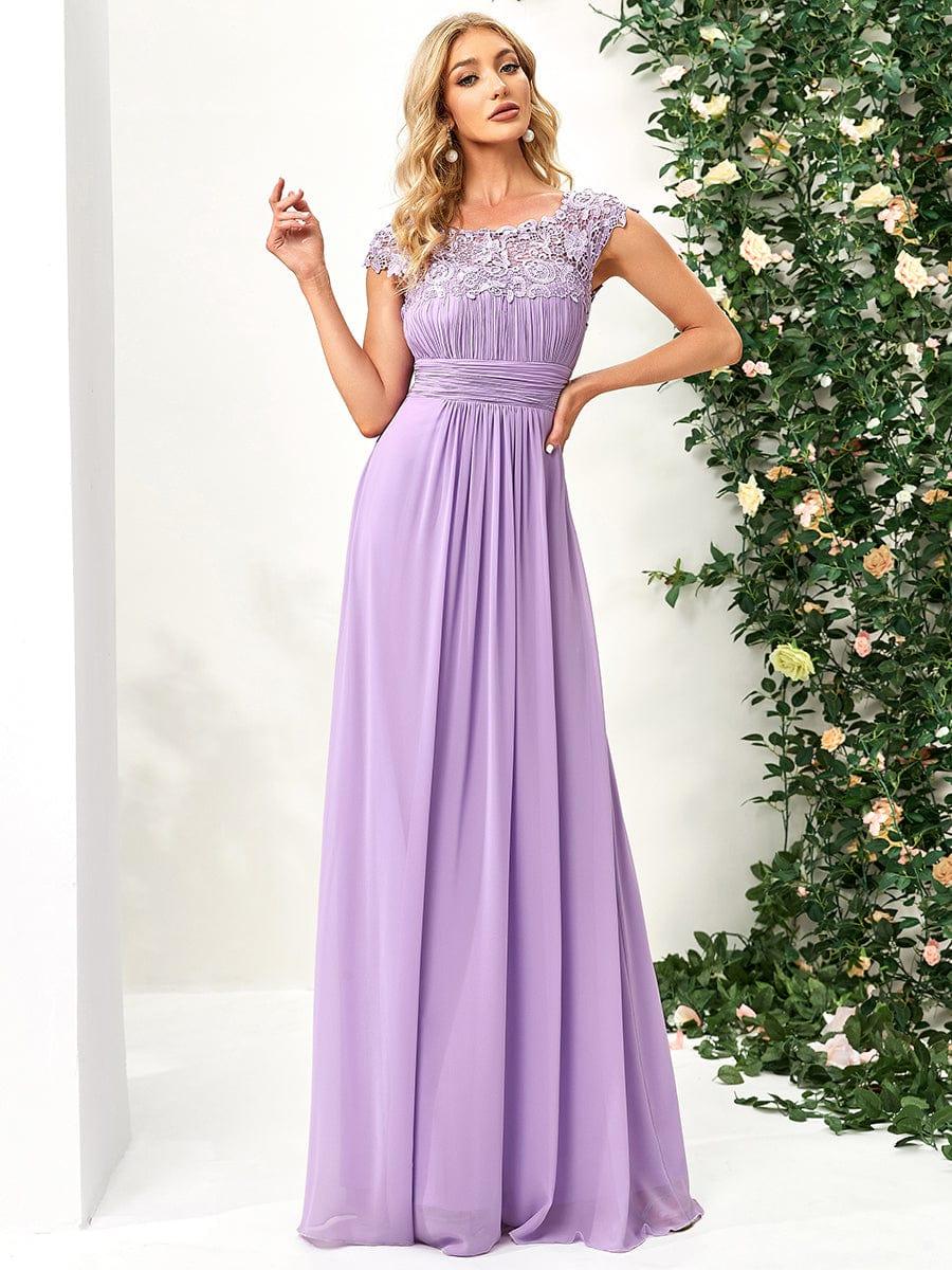 Elegant Maxi Long Lace Cap Sleeve Bridesmaid Dress(Final Sale)
