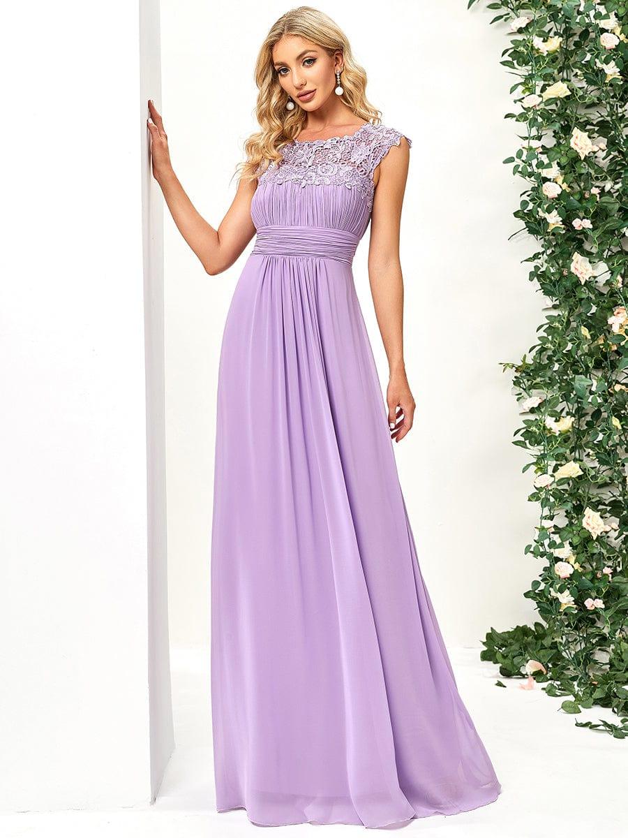 Elegant Maxi Long Lace Cap Sleeve Bridesmaid Dress(Final Sale)