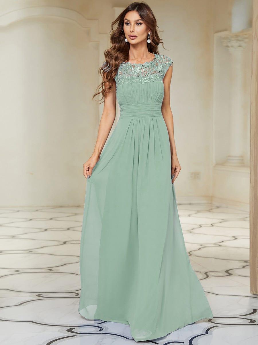 Elegant Maxi Long Lace Cap Sleeve Bridesmaid Dress(Final Sale)