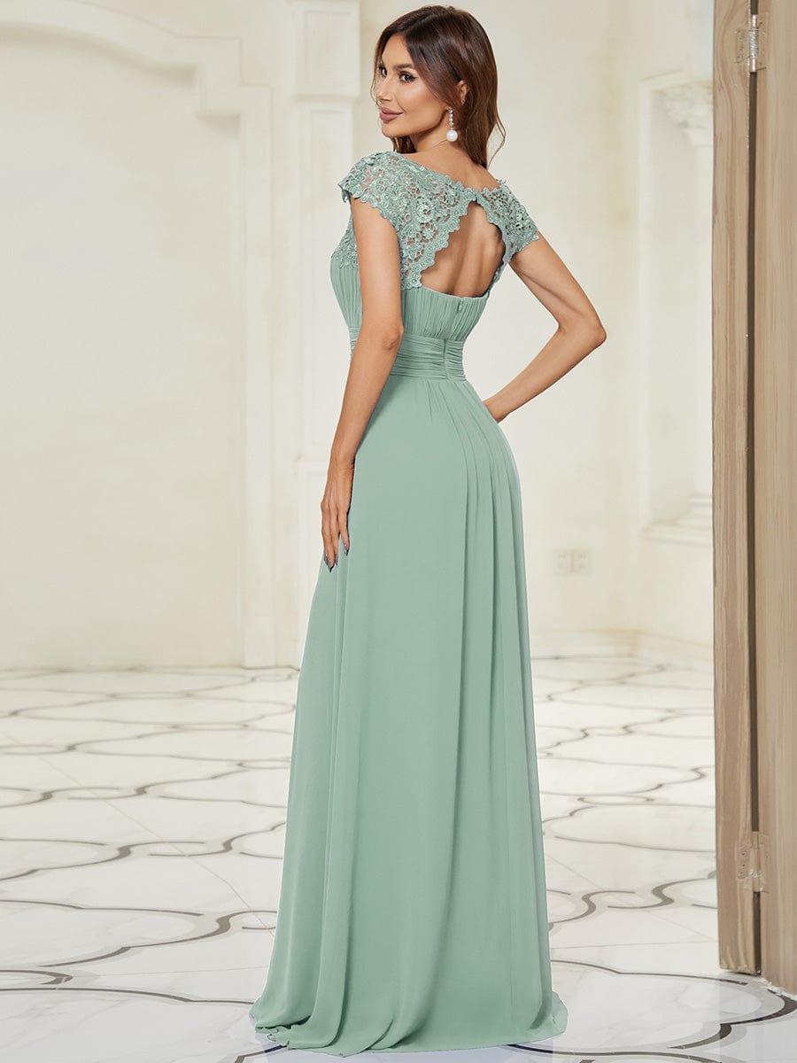 Elegant Maxi Long Lace Cap Sleeve Bridesmaid Dress(Final Sale)