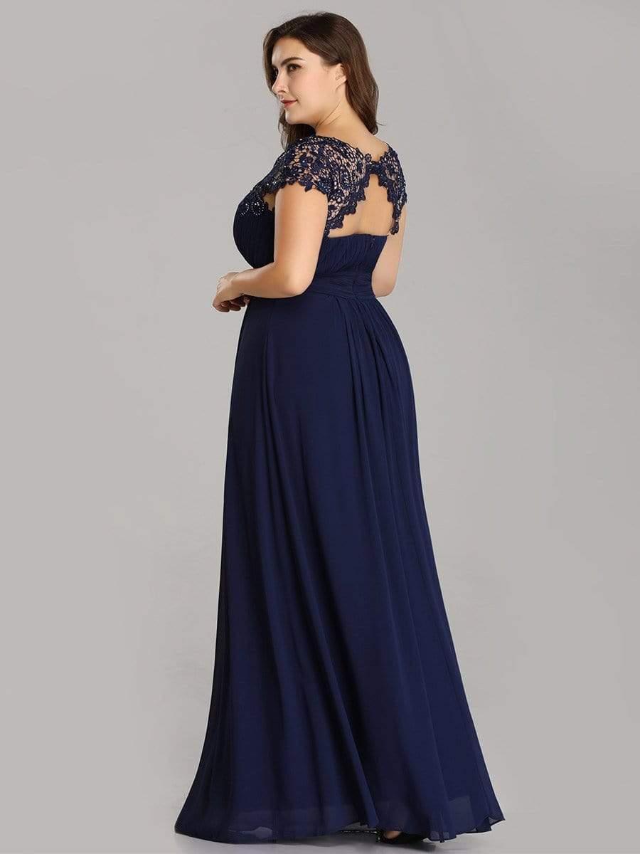Elegant Maxi Long Lace Cap Sleeve Bridesmaid Dress(Final Sale)