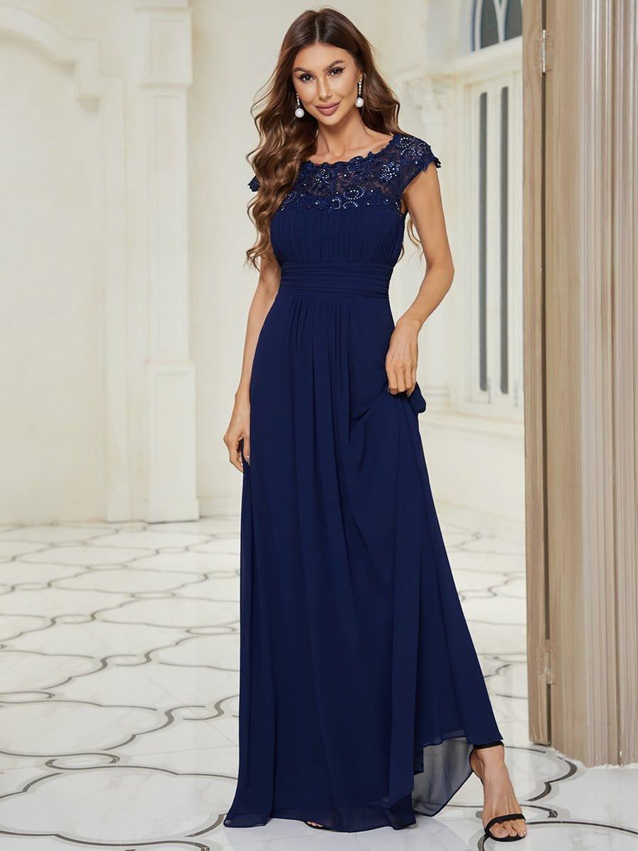 Elegant Maxi Long Lace Cap Sleeve Bridesmaid Dress(Final Sale)