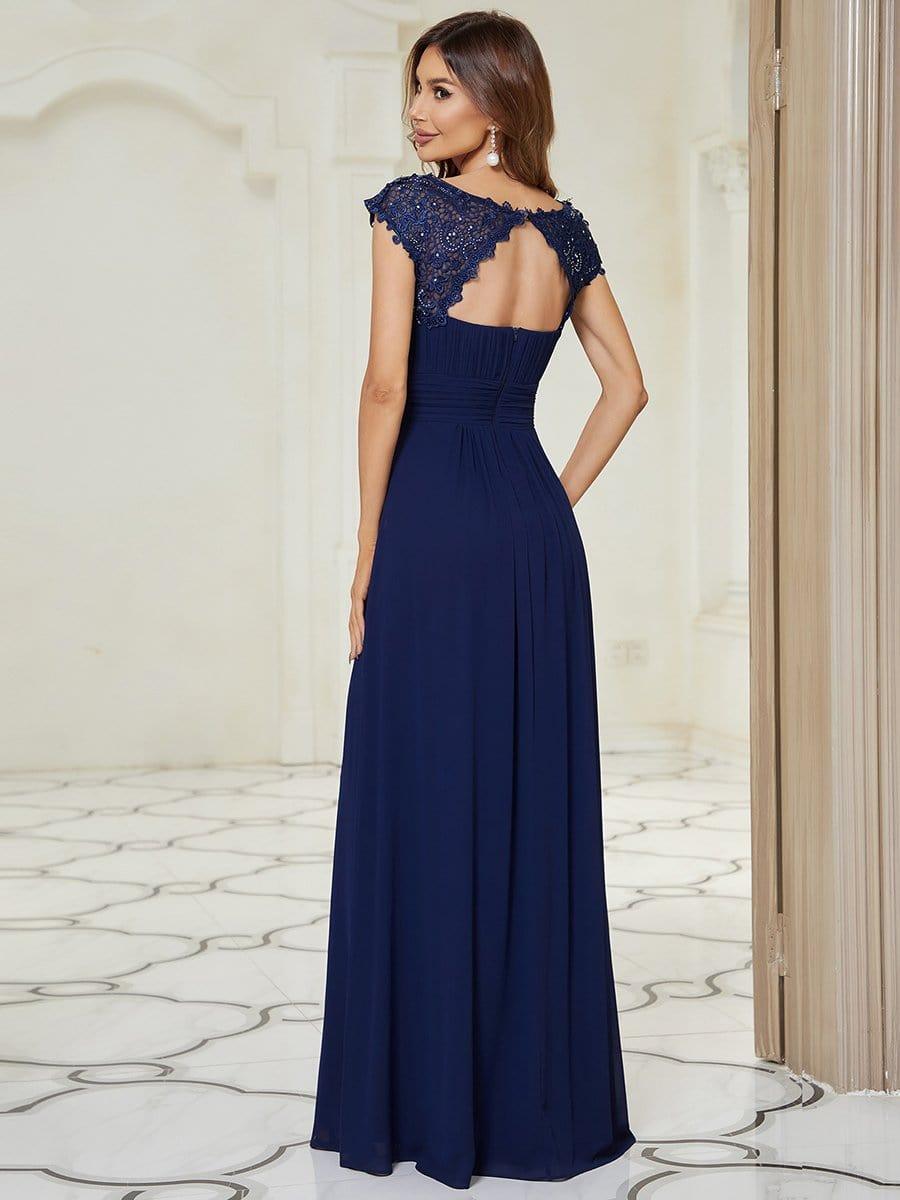 Elegant Maxi Long Lace Cap Sleeve Bridesmaid Dress(Final Sale)