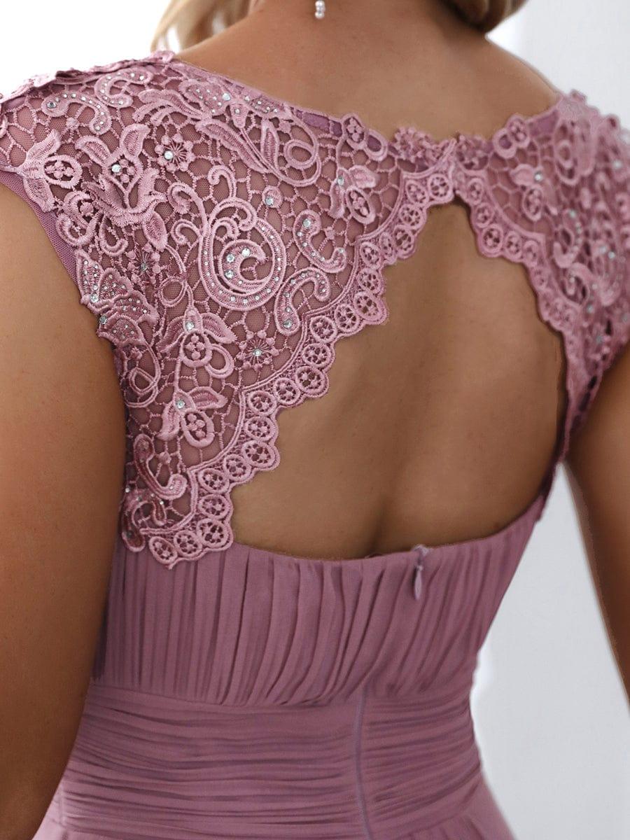 Elegant Maxi Long Lace Cap Sleeve Bridesmaid Dress(Final Sale)