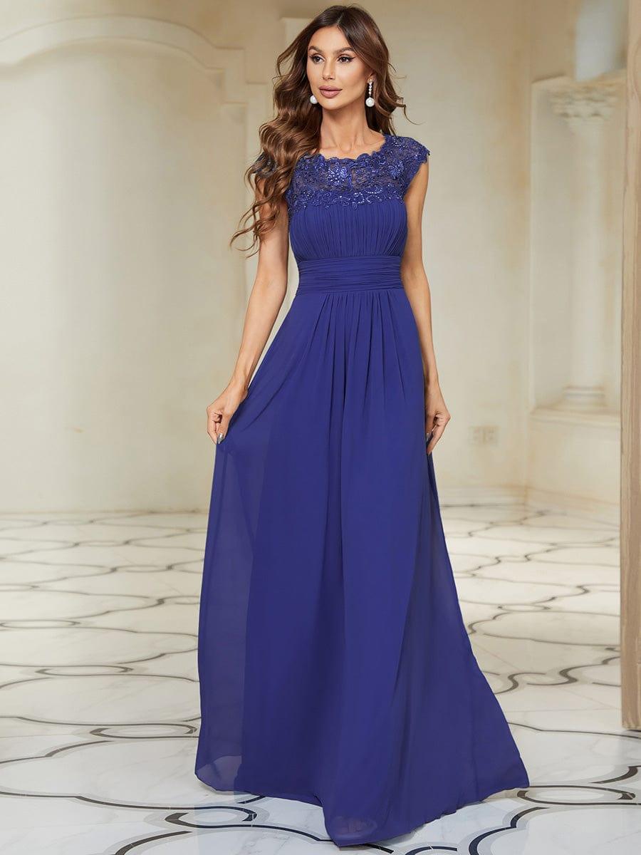 Elegant Maxi Long Lace Cap Sleeve Bridesmaid Dress(Final Sale)