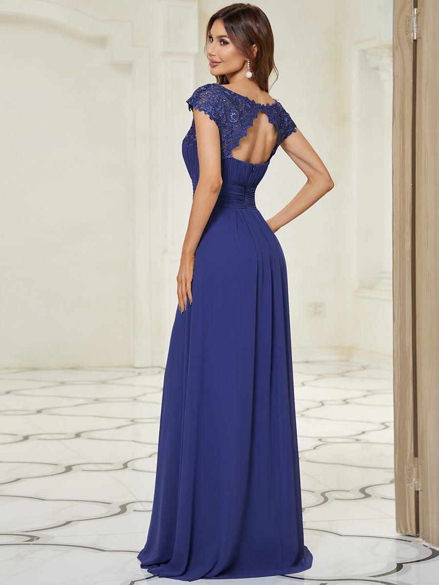 Elegant Maxi Long Lace Cap Sleeve Bridesmaid Dress(Final Sale)