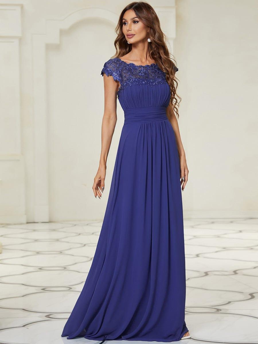 Elegant Maxi Long Lace Cap Sleeve Bridesmaid Dress(Final Sale)
