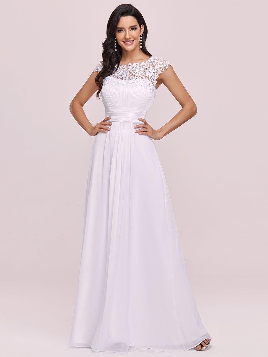 Elegant Maxi Long Lace Cap Sleeve Bridesmaid Dress(Final Sale)