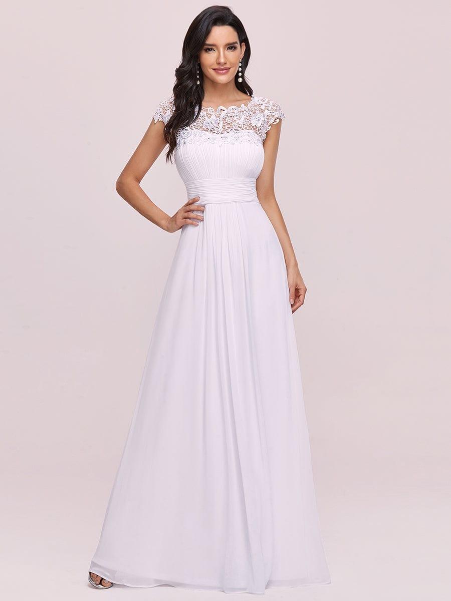 Elegant Maxi Long Lace Cap Sleeve Bridesmaid Dress(Final Sale)