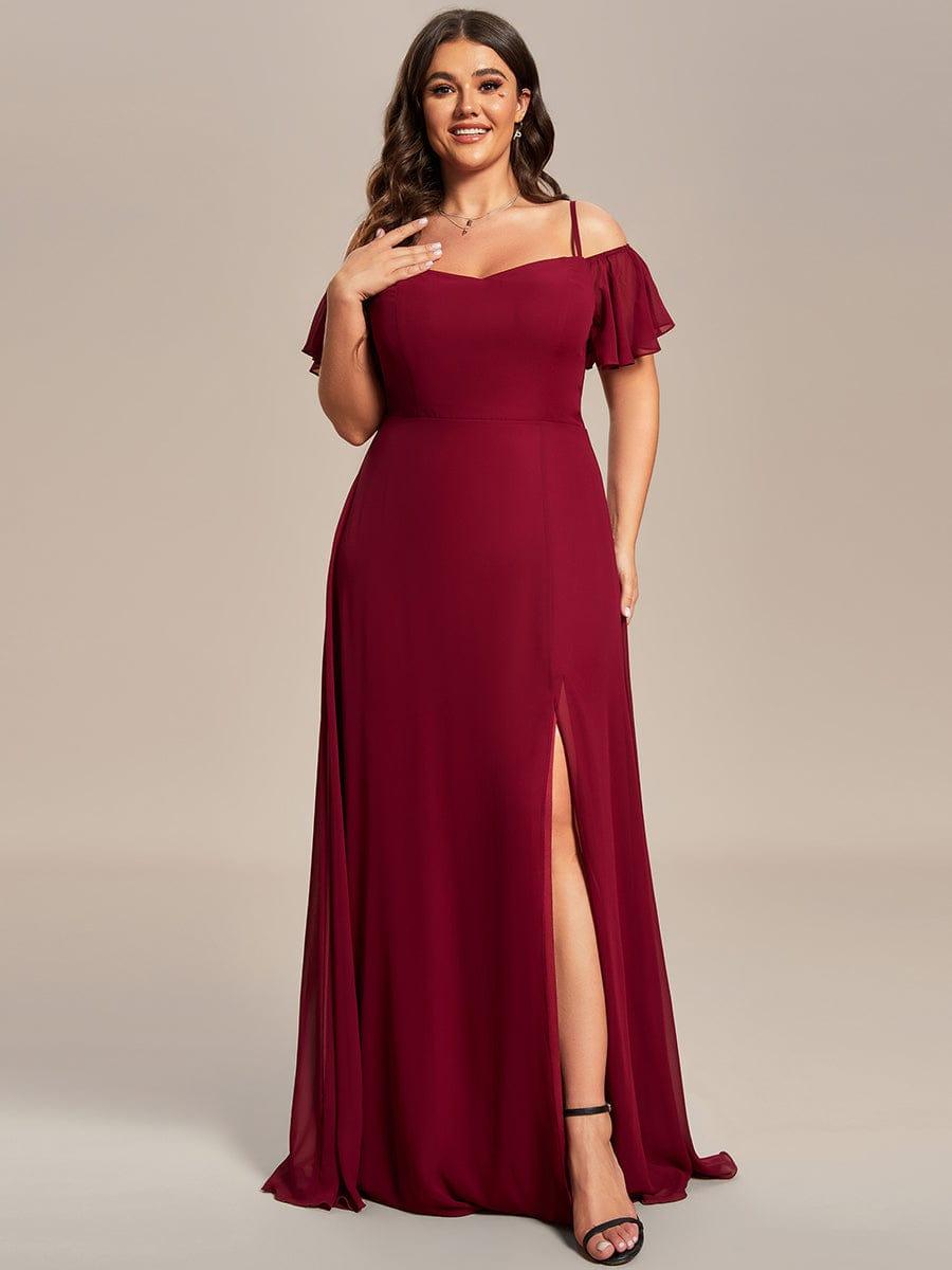ever REYA|Stylish Cold-Shoulder Floor Length Bridesmaid Dress with Side Slit
